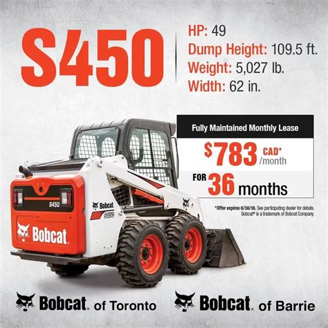 bobcat skid steer lease deals|skid steer monthly payment.